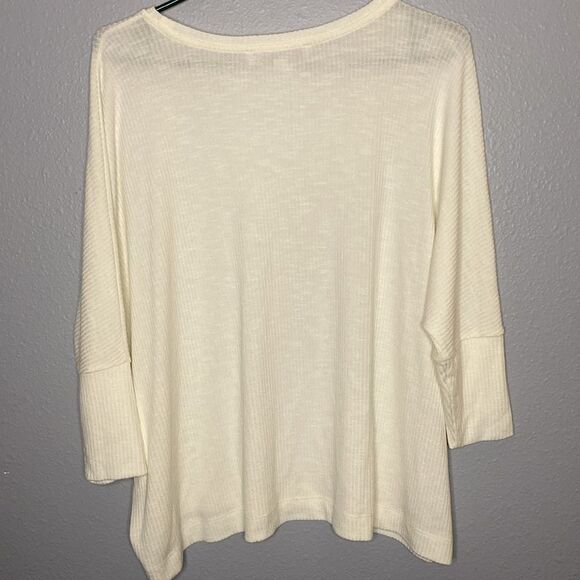 Loft Off White Cream Crew Neck Ribbed Oversized Tunic Top Size Small - Picture 8 of 8